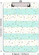 Hnogri A4 Clipboard Plastic Clipboards Low-Profile Clip Striped Gold Spots view 5