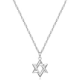 MORGAN & PAIGE .925 Sterling Silver Rhodium or 18K Yellow Gold Plated Star of David Necklaces for Women - Lightweight Star Pendant Sterling Silver Necklace for Women, Dainty Jewish Gifts 18" Chain
