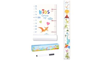 Eichzer Baby Height Growth Chart, Premium Handing Ruler Home Nursery Wall Decor for Kids, 76" x 8" Growth Tracker for Children Height Record, Boys & Girls Playroom Decoration Sticker (Dinosaur)