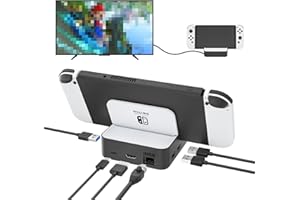 Upgraded Switch TV Dock for Nintendo Switch/Switch OLED, MVIIOE Switch Docking Station with Ethernet LAN, Support YouTube, 4K@60HZ 1080P HDMI 2.0 Port, 3 USB Ports & PD Fast Charging White