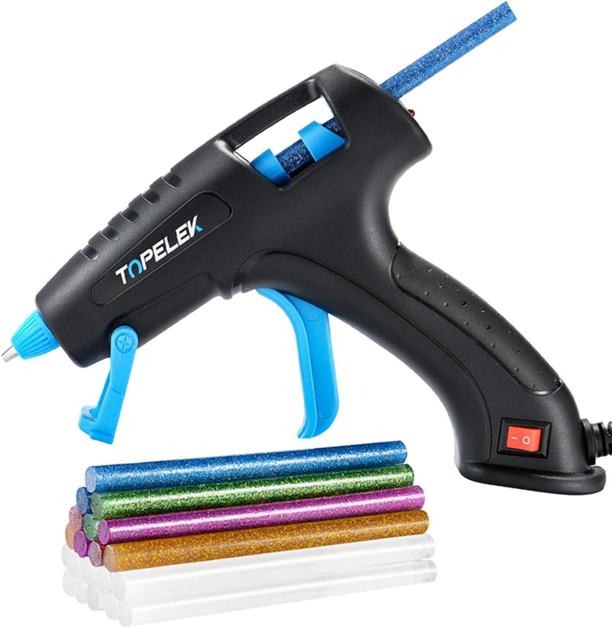 TOPELEK Hot Glue Gun, 30W Glue Gun Kit with Longer Handle, 3 Finger Protectors, 20pcs Glue Sticks, Melting Gun for Small DIY Projects, Arts & Crafts, Home Quick Repairs, Black: Home & Kitchen