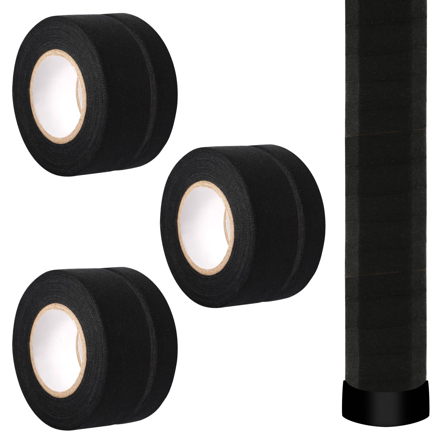 PEUTIER 6pcs Lacrosse Tape for Stick, Cotton Lacrosse Stick Tape 1in and 1/2in Non-Precut Lax Tape Sweat-Absorbent Hockey Tape for Lacrosse Bats Baseball (Black)