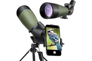 Gosky Updated 20-60x80 Spotting Scope with Tripod, Carrying Bag - BAK4 Angled Scope for Target Shooting Hunting Bird Watching Wildlife Scenery (Phone Mount+SLR Mount Compatible with Canon) 1