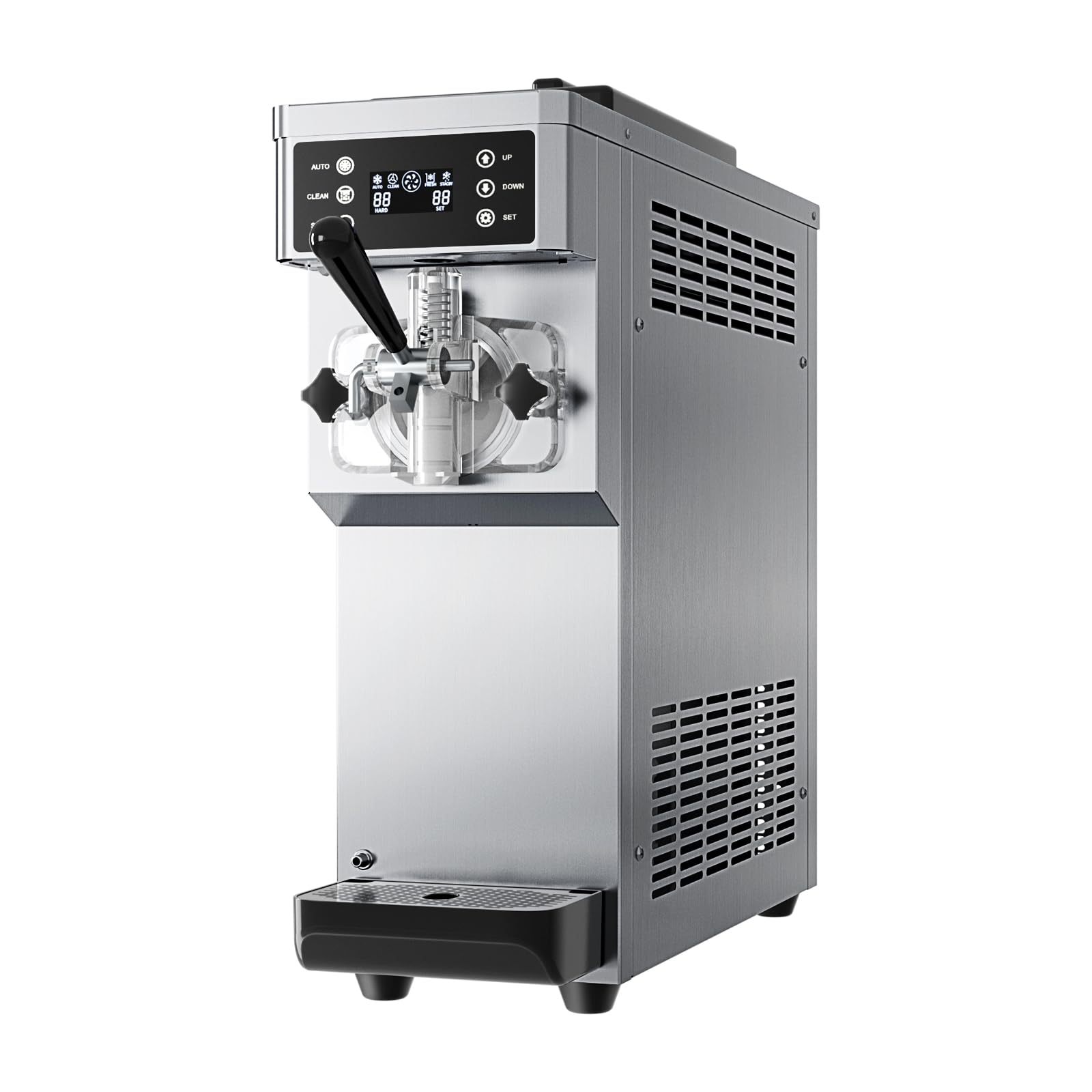 Photo 1 of Commercial Ice Cream Maker Machine 1200W Single Flavor Soft Serve Ice Cream Machine 3.2 to 4.2 Gal/H 110V Ice Cream Machine with Pre-Cooling, Auto Clean, 6L Hopper for Restaurant Snack Bar
