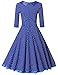 MUXXN Women's 1950s Rockabilly 3/4 Sleeve Swing Vintage Dress (S, Blue Dot)