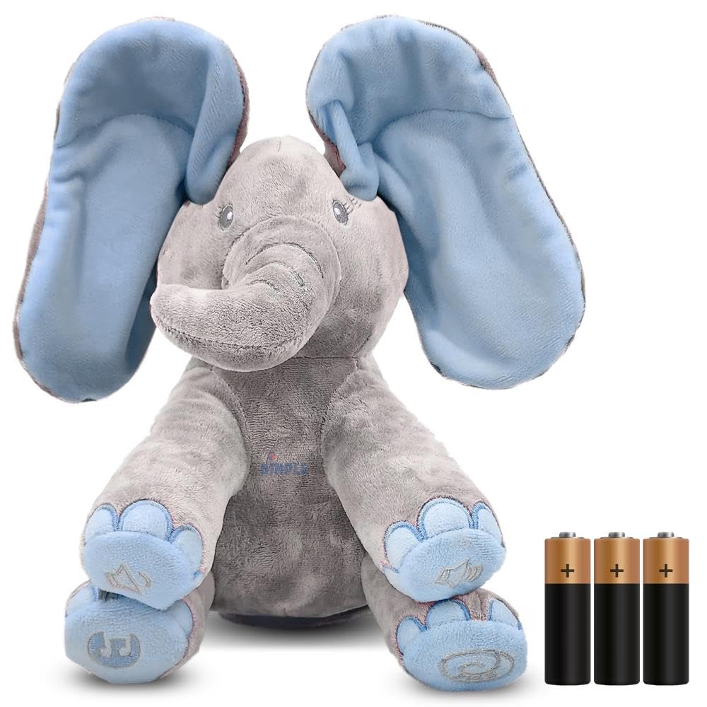 Photo 1 of Dimple Kyle Elephant Stuffed Animal Toy - Animated Plush Blue Singing Elephant, Interactive Musical Peek-a-Boo for Babies, Kids, for Toddlers, Ages 0 and Up(Battery Included)
