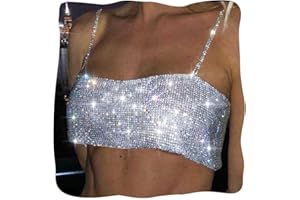 Evild Rhinestone Crop Top Silver Sparkly Party Body Chain Glitter Crystal Bra Jewelry Adjustable Backless Chest Jewelry Club Rave Body Jewelry for Women