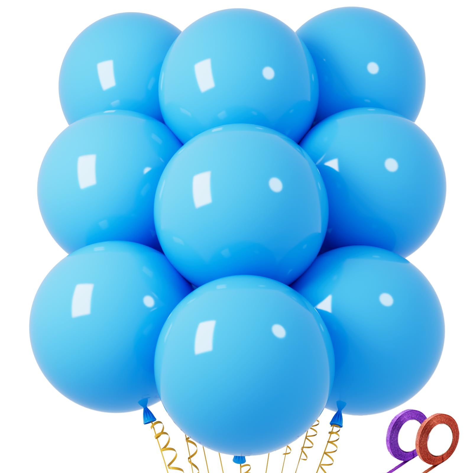 Photo 1 of 32Pcs Blue Big Balloons 18 Inch, Round Large Latex Party Balloons for Birthday Wedding Decorations. (light blue)