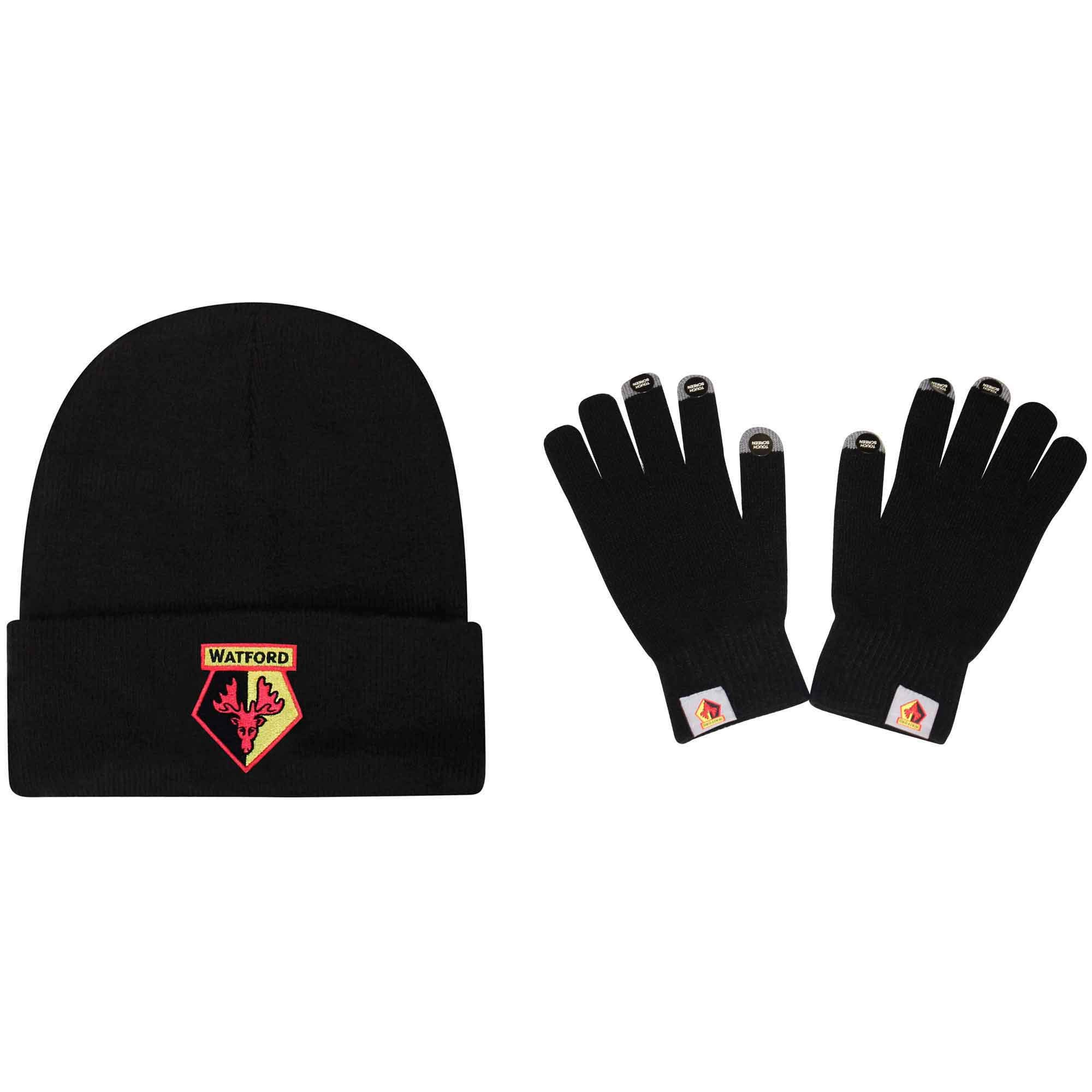 Official Watford FC Winter Warmers Gloves & Hat Gift Set (100% Acrylic)