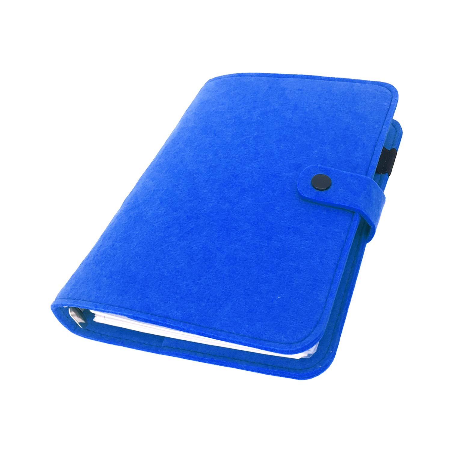 A6/ A5 6-Holes Felt Cover Round Ring View Binder File Folder for Loose Leaf Sheet Protectors/Binder Cover Protector, Cobalt Blue, A5 mini Set