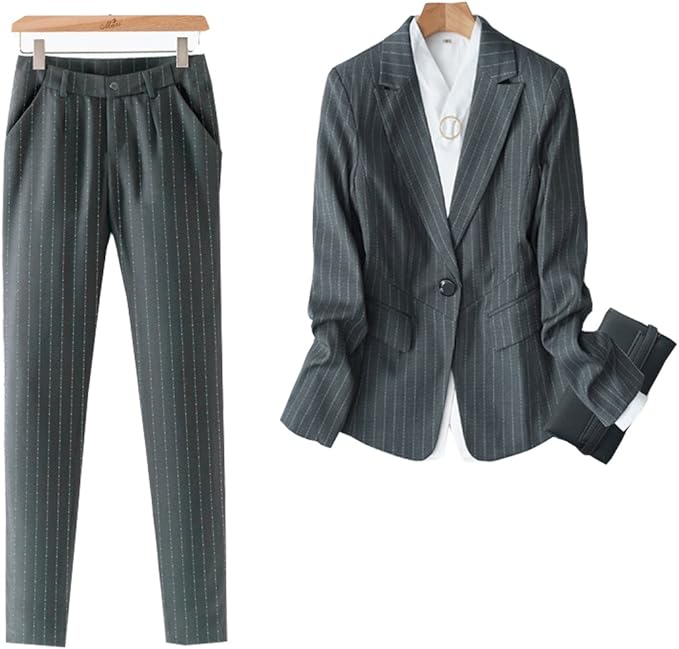 Amazon スーツレディース ビジネス フォーマル 通勤 就活 ストライプ ストレッチ 魅力的 リクルート 大きいサイズ パンツスーツ セットアップ パンツスーツ 通販