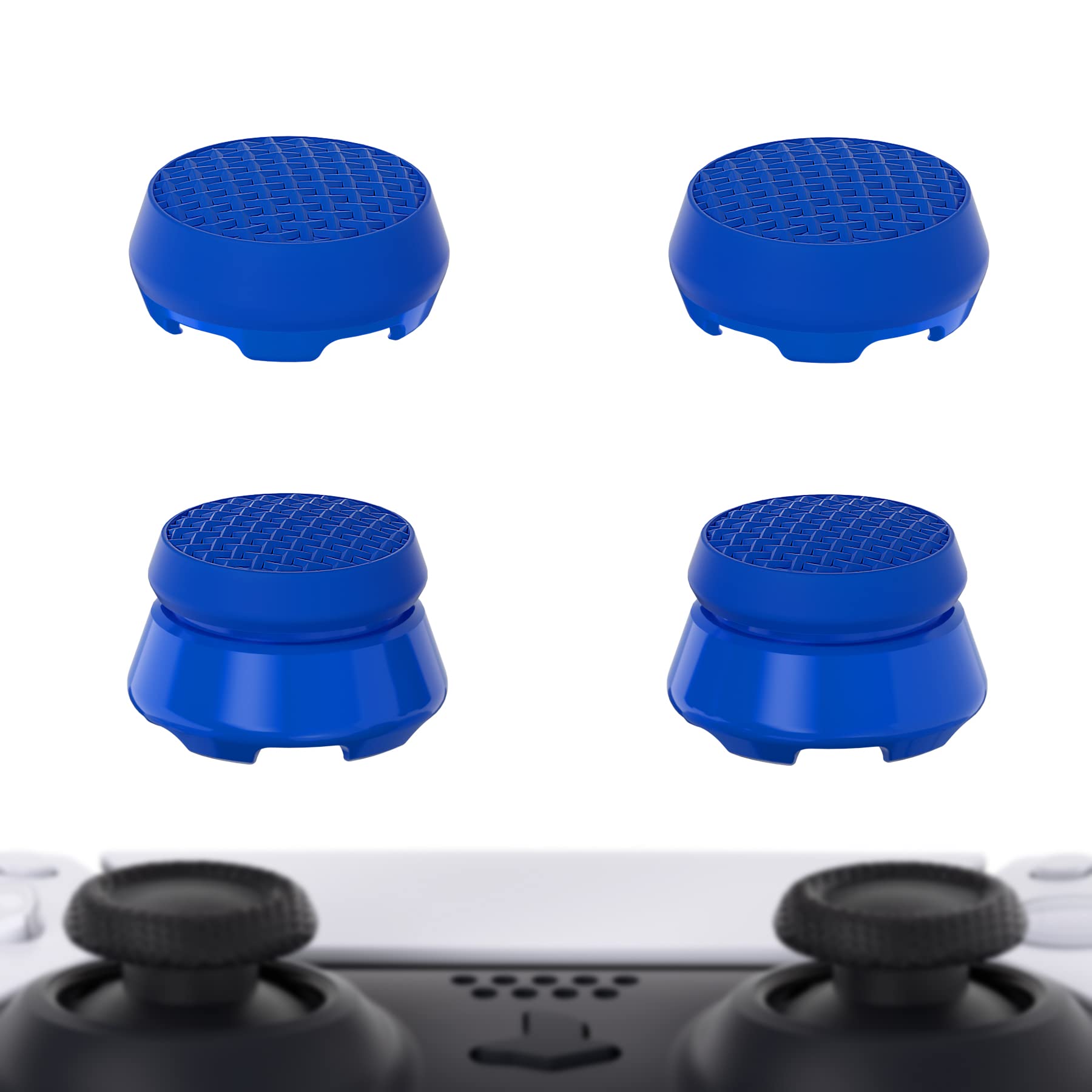 PlayVital Thumbs Pro Armor Thumbstick Extender for ps5 Controller, Joystick Caps Grip for ps5 Controller - 2 High Raise and 2 Mid Raise Dome - Blue