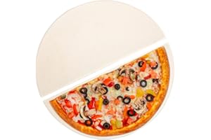 BURLY GRILL Half Moon Baking Stone Pizza Baking Stone for Big Green Egg XL, 2Pack 19.7" Cooking Stone Ceramic for Kamado Joe Big Joe II, for Primo Oval XL, for Vision Grills XL,forCharGriller Akorn Kamado Kooker