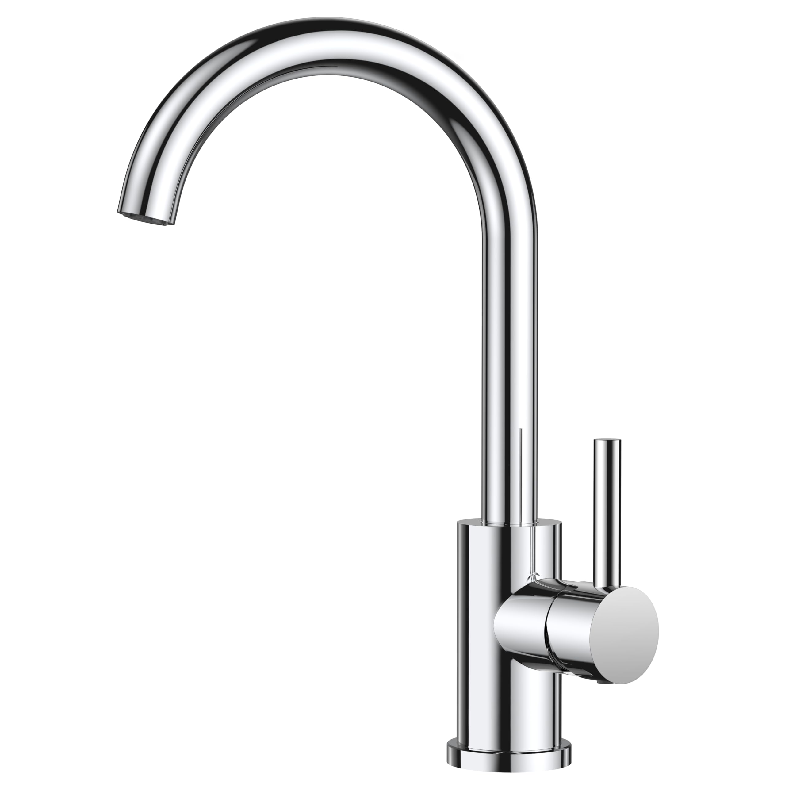 FORIOUS Kitchen Tap, Kitchen Sink Taps Mixer, 360 Swive Stainless Steel Monobloc 1 Hole with Single Lever, Ploished Chrome