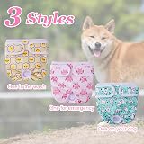 Aomig Reusable Dog Nappies 3 Pcs Absorbent Washable Female Pet Diapers L view 6