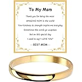 MILAKOO Gold Stainless Steel Bracelet for Women Oval Bangle To My Mom Card Motivational Unique Gifts
