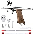 Bucasso Airbrush Kit, Air Brush Spray Gun with 0.3mm/0.5mm/0.8mm Needles/Nozzle Sets, 3cc/7cc/11cc Replaceable Fluid Cup for Painting Model Nails Cake Tattoo Makeup