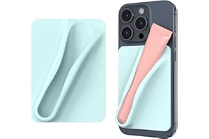 DOB SECHS Silicone Lip Holder for Cell Phone Lipstick Lip Glaze Phone Case Back Stick On Holder for iPhone and Android Phones, Light Blue