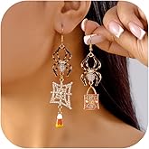 BELLA-Bee Gothic Halloween Earrings for Women, Punk Dangle Earrings Spider Bat Skeleton Pumpkin Black Cat Ghost Spooky Earrings Cute Unique Halloween Party Jewelry Accessories