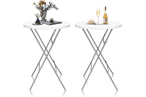 GUAGUA 32" Round Plastic Folding High Top Table - Versatile Bar, Cocktail & Portable Pub Table for Parties, Bistro & Events (White Set)