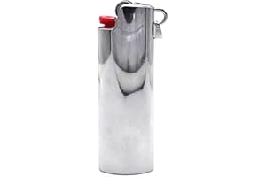 HUMWE Metal J6 Lighter Case Cover Reusable for Bic Regular lighters Sleeve Holder with Ring Necklace Accessories (Silver)