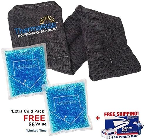 Back Pain Relief Breakthrough Therapy Hot &amp; Cold Together - Large Heat Strip + 2 Pearl Gel Cold Packs + Free eBook W/ Treatments &amp; 6 Foods to Avoid
