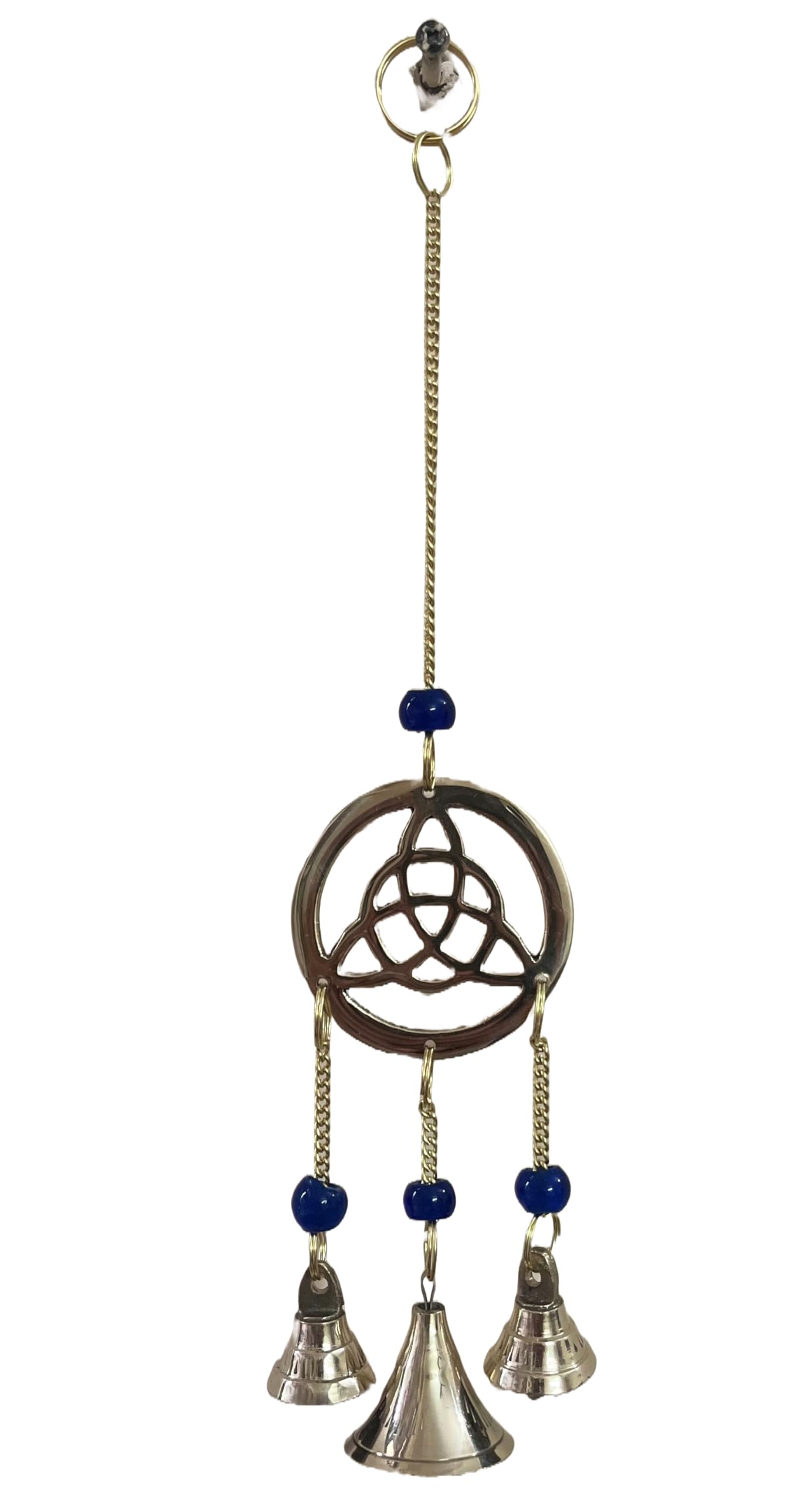Indian Consigners Small Witchcraft Altar Brass Wind Chime Bell Home Decor Alter Hanging (Triquetra Bell)