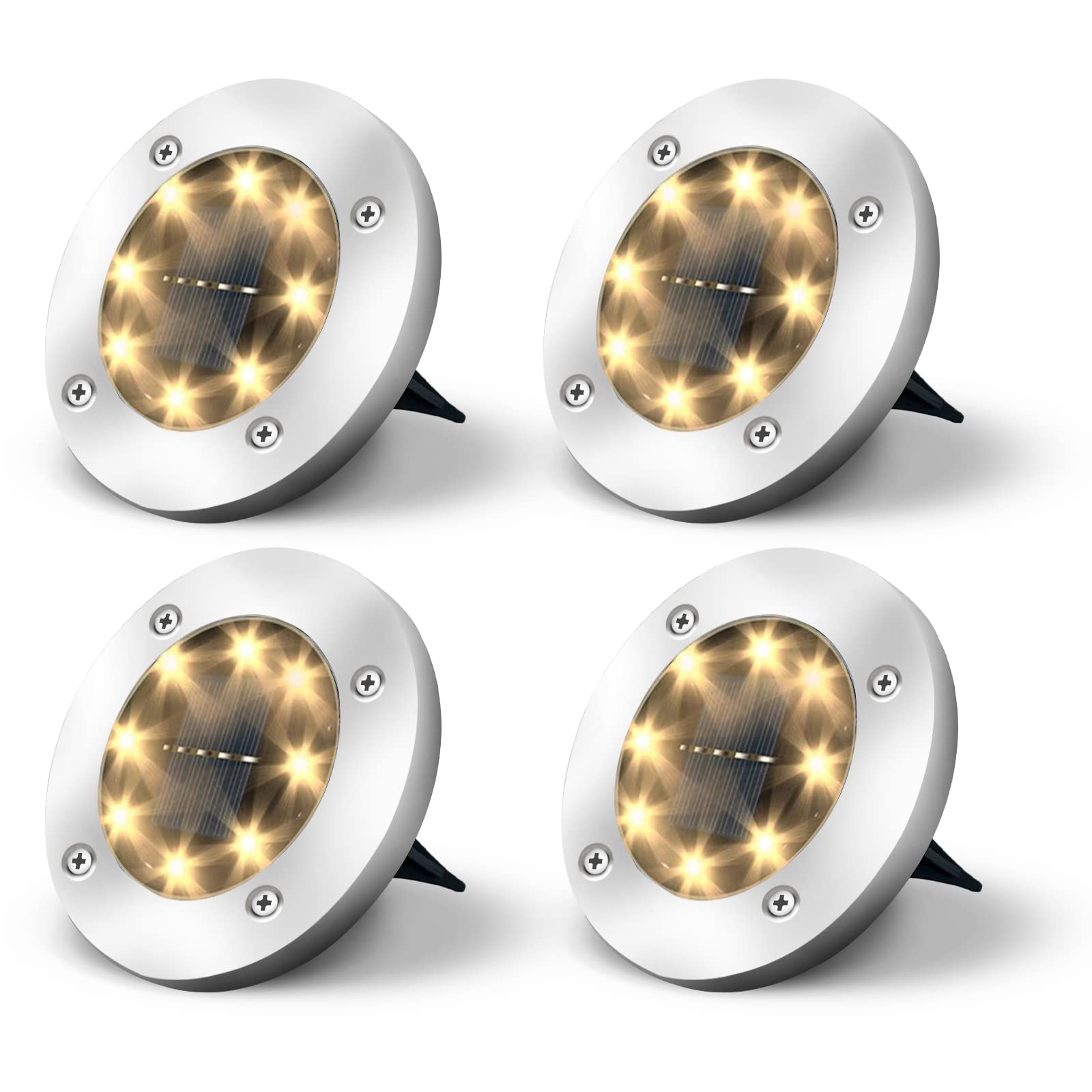 Jsdoin Solar Lights Outdoor Garden,Deck Lights Solar Powered - 8 LED,for Landscape,Walkway,Lawn,Steps Decks,Pathway Yard Stairs Fences,Garden Decorations Warm (4pack) — image 1