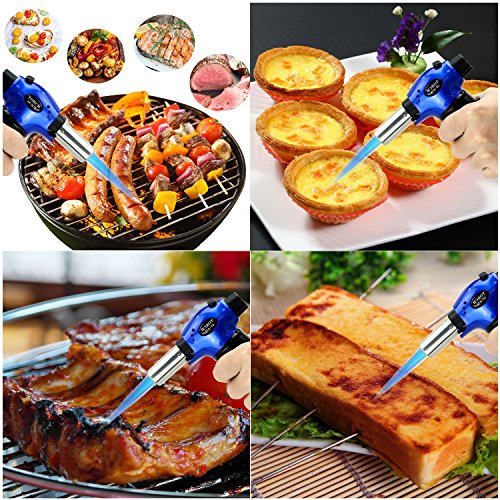 Kitchen Torch Lighter, TedGem Update Refillable Blow Torch Culinary Torch Cooking Torch Butane Torch Flame Lighter with Safety Lock Adjustable Temperature & Flame for Creme Brulee BBQ,Gas Not Included