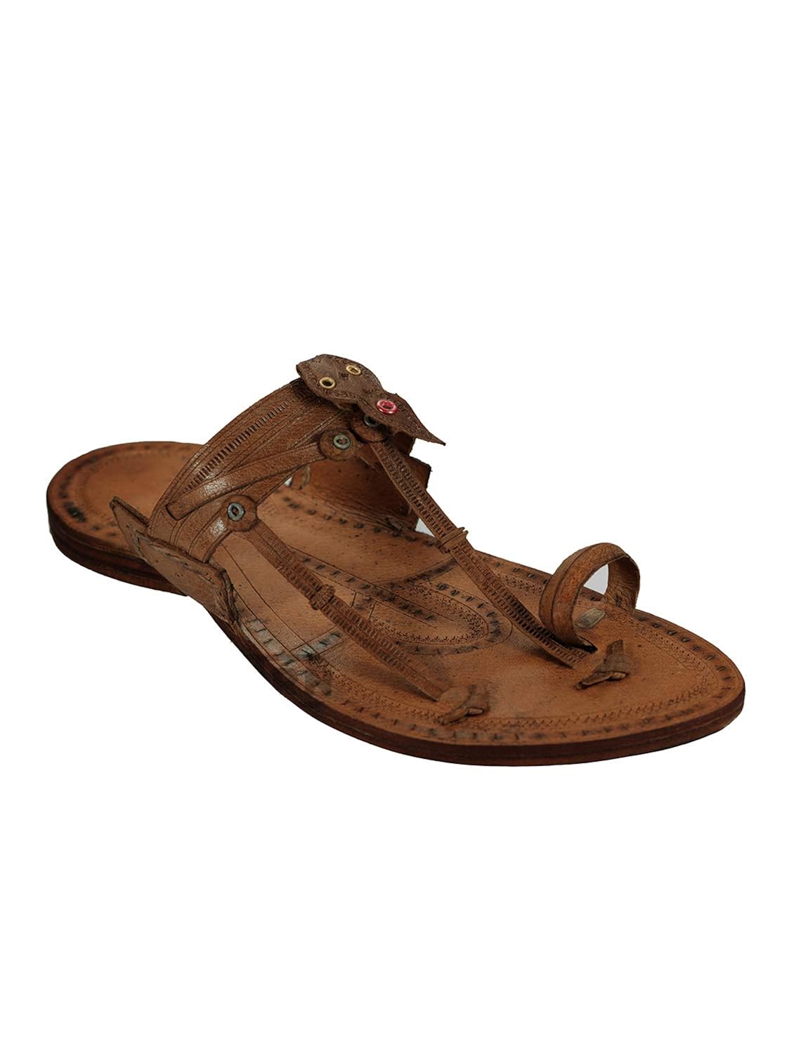 KALAPURI® Mens Kolhapuri Chappal in Kurunwadi Style from Kolhapur Brown