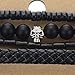 COOLSTEELANDBEYOND Mix of 4 Black Wrap Bracelets for Men and Women, Multi-Strand Wood Beads Leather Wristbands