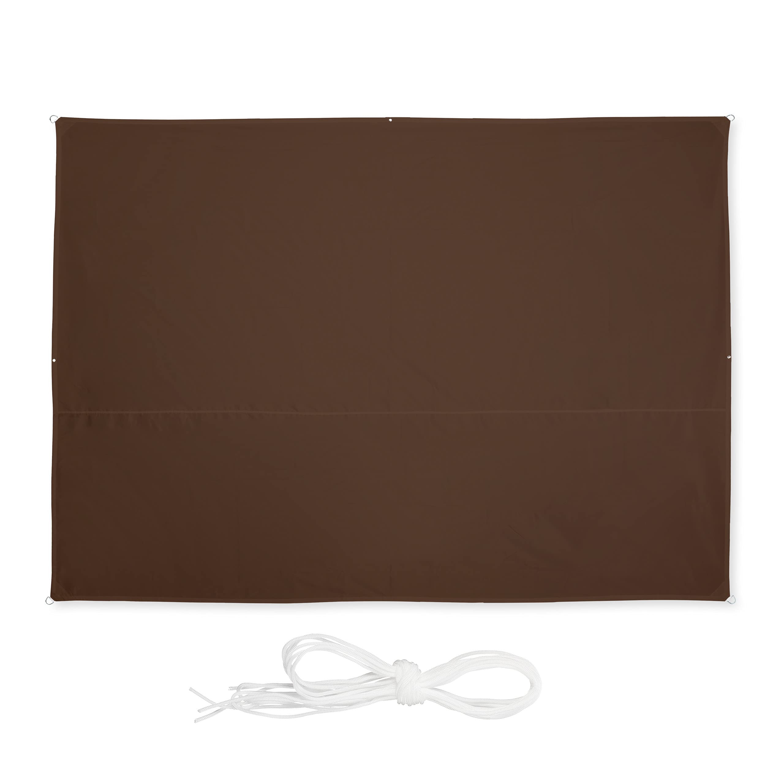 Relaxdays Rectangular Sun Shade Sail 2.5 x 3.5 m Water Resistant UV Resistant with Guy Ropes Patio Balcony Brown