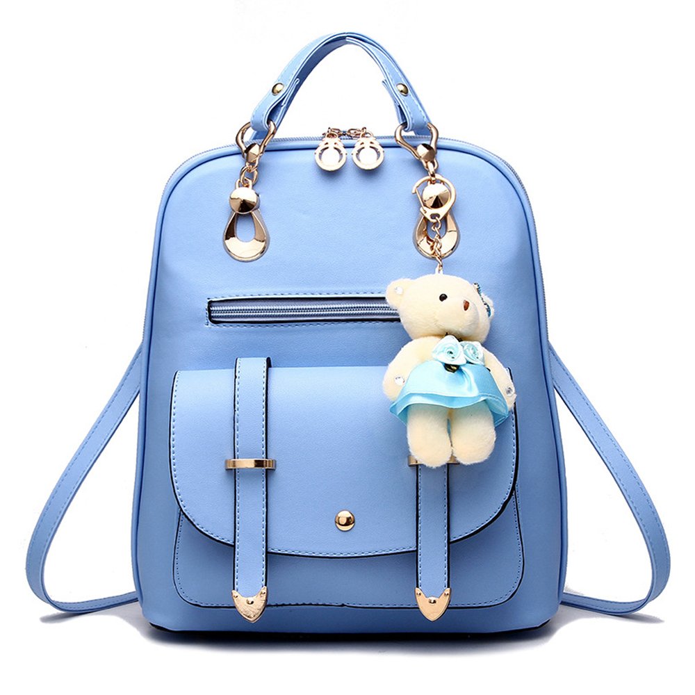 Light Blue Leather Backpacks