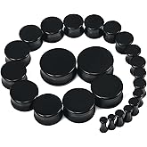 Kwoencxi 6G-26mm Acrylic Plastic Ear Gauges Tunnels Stretching Kit Double Flared Plugs Tunnels Expanders Stretcher Saddle Gauges Earrings for Men Women Black White Clear
