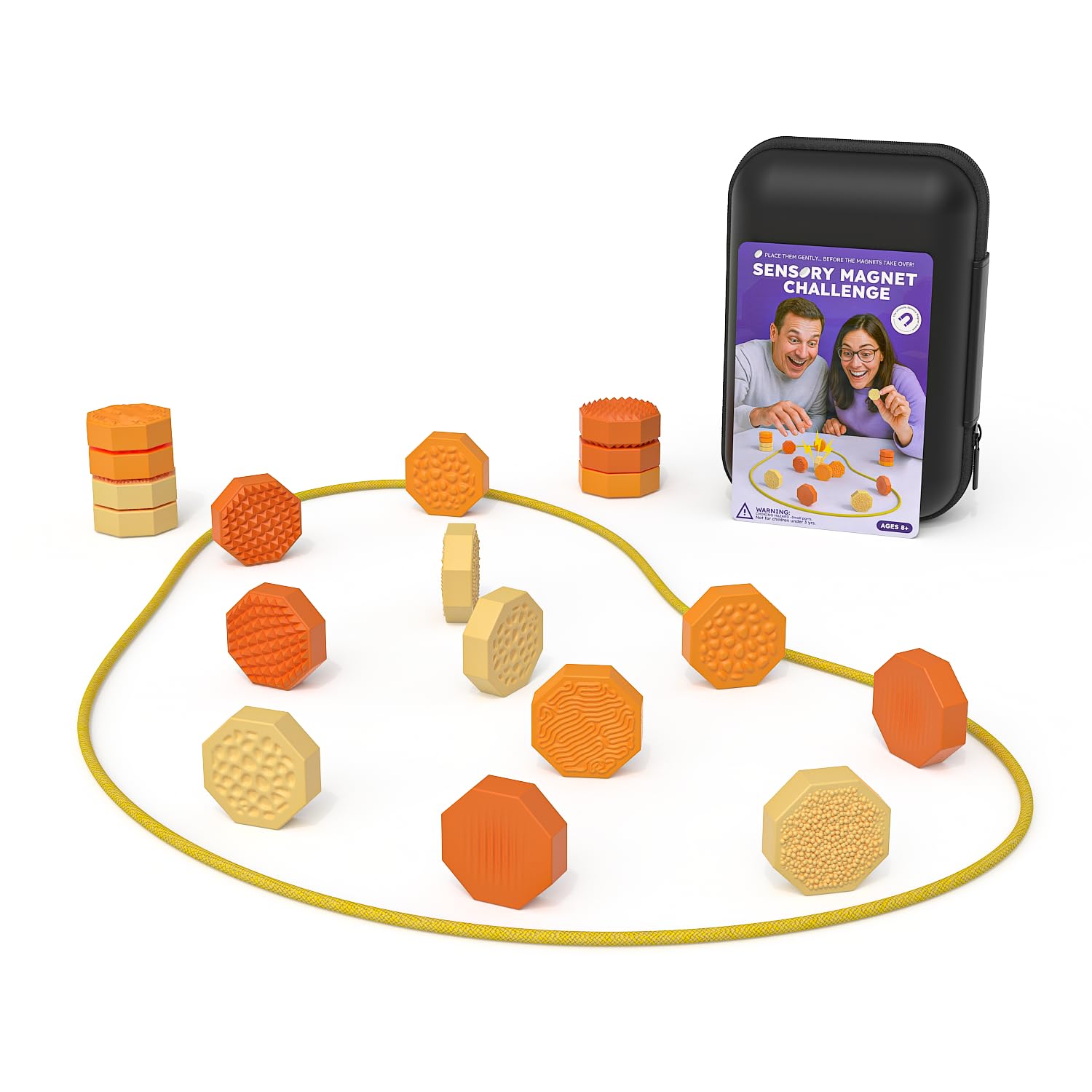 Bambebe Magnetic Chess Game with Rope | 18 Piece Standing Chess Set with Textured Stones | Portable Board for Travel, Camping, Family & Party Strategy Games for 6+ Kids & Adults — image 1