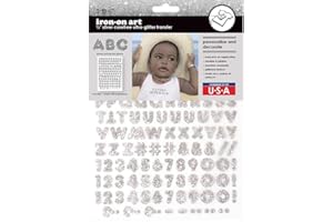 S·E·I SEI 148 Pieces Iron on Letters: 1/2 Inch Glitter Iron On Letters and Numbers for Clothing, Easy Application, Small Iron On Letters, Machine Washable, Heat Transfer Letters (Carefree Glitter, Silver)