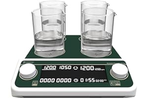 LABHOUSE Lab Multi Place Magnetic Stirrer 4-Position Magnetic Stir Plate 50-1500RPM Synchronization & Asynchronous Speed & Timing Control