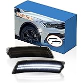 Vektoris 2PCS LED Front Bumper Side Marker Lights (L&amp;R) for VW Volkswagen Tiguan 2018-2024 / for Volkswagen Beetle 2012-2019 - Smoked Lens, Plug &amp; Play, Refer OE# 5C5945072A/5C5945071A (White light)