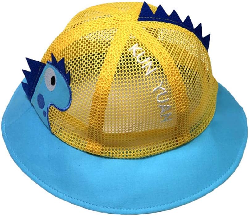 Baby Sun Hat Toddler Sun UV Protection Hats Kids Cartoon Dinosaur Summer Wide Brim Mesh Breathable Bucket Cap for Boys and Girls