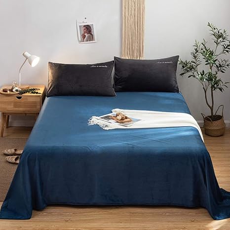 Amazon 単色 フィット シート クイーン ホテルラグジュアリー ベッドシーツ 余分なソフト 通気性 ベッドリネン しわ フェード シミ 抵抗力があります 寝具 藍色 245x270cm 96x106inch ボックスシーツ オンライン通販