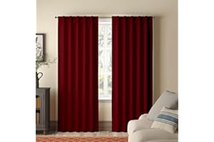 Homi Drapes Double Pinch Pleated Blackout Curtains Thermal Insulated Room Darkening Drapes for Bedroom/Livingroom Along with 2 Panels Combined W(36"+36"),Tiebacks,Hooks (Burgundy, 72"x72")