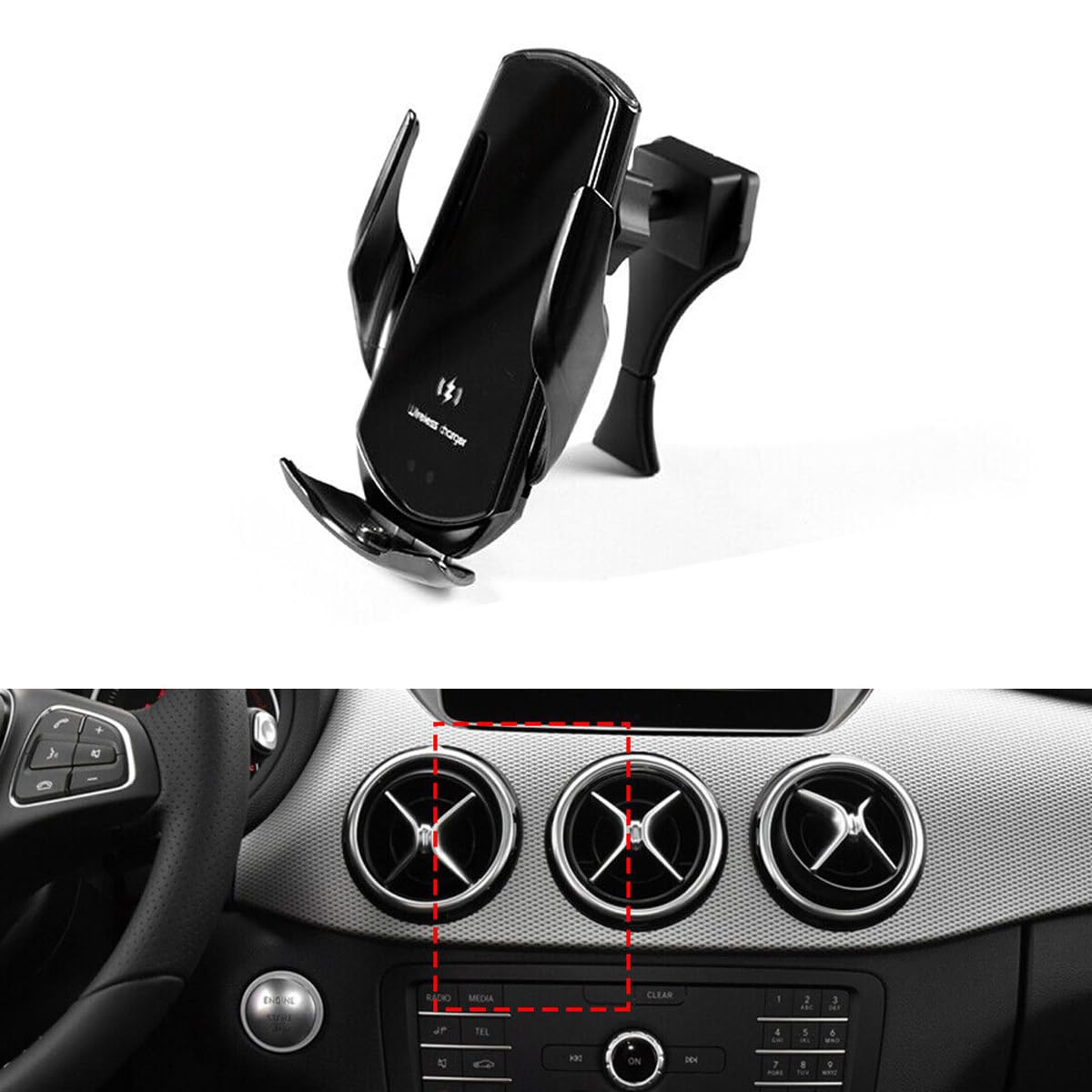 HLMNAKE Car Mobile Phone Holder for Mercedes Benz, Round Air Vent Mount (B class 2012-2019 W246)