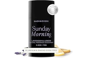 Each & Every Aluminum Free Deodorant for Women & Men - All Natural Deodorant for Sensitive Skin, EWG Verified - Clean, Baking Soda-Free, Plant-Based Fragrance, Lavender & Lemon, 2.5oz
