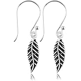 DEVMUKTI Oxidized 925 Sterling Silver Earrings, Leaf Filigree Earrings for Women, Dangling Boho Fashion Handmade, Elegant Statement, Silver Jewelry, Wedding Earrings, Gifts for Her