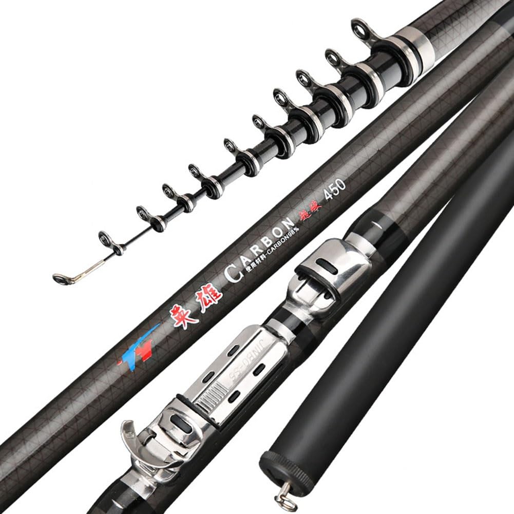 View 1 of ***STOCK PHOTO FOR REFERENCE ONLY ***Carbon Fiber 2.7m 3.6m 4.5m 5.4m 6.3m Rock Fishing Rod Telescopic Portable Carp Rods Travel Ultralight Feeder Spinning Rod Boat Sea (Length : 5.4 m)