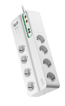 APC Surge Protector - PMF83VT-GR - Steckdosenleiste mit Überspannungsschutz (8-fach Stecker Schuko, schaltbar, 2 TV-/Video- u