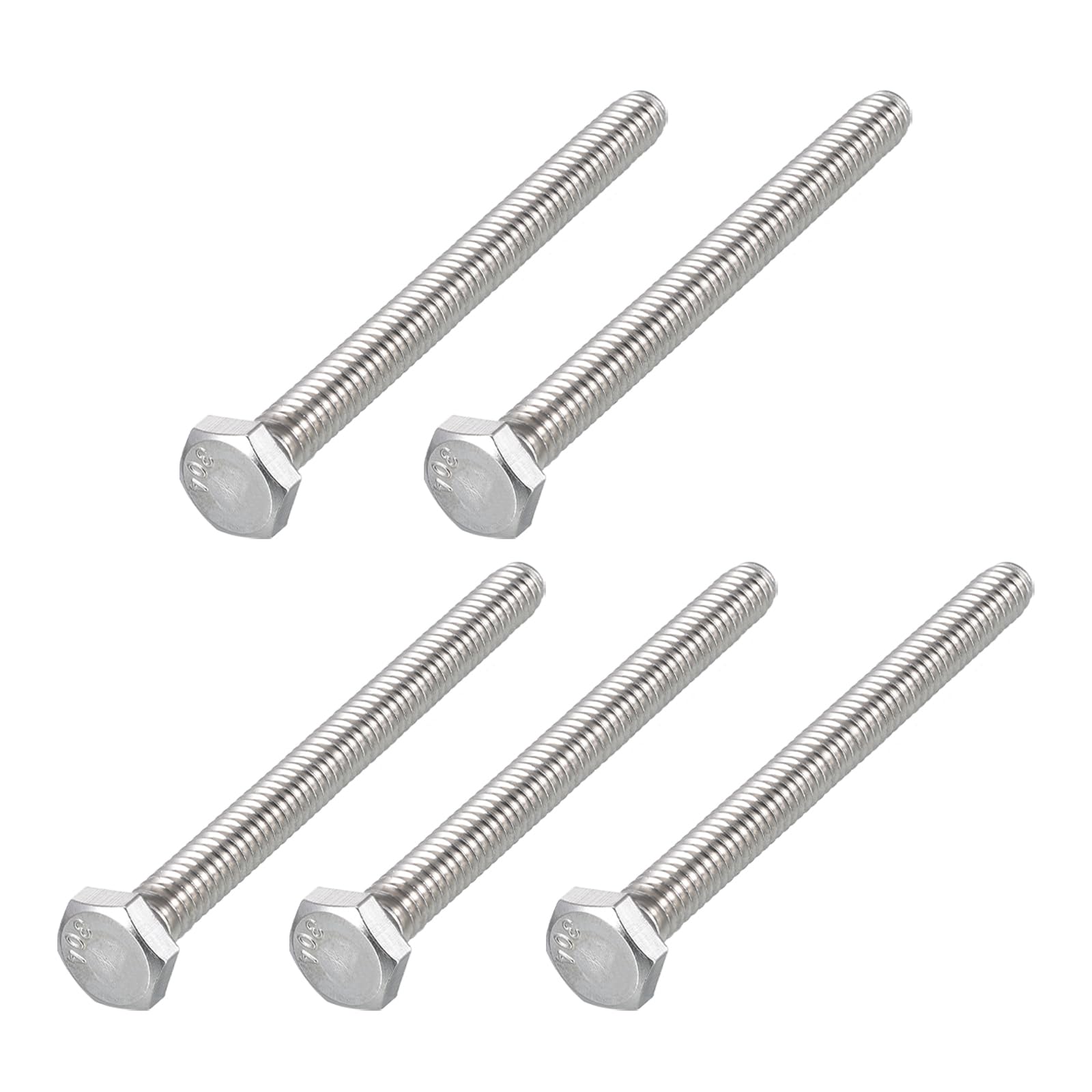 METALLIXITY Hex Head Bolts (1/4-20 x 2-3/4") 5Pcs, 304 Stainless Steel 18-8, Fully Threaded, External Hex Drive, Plain Finish, Hex Head Screw Bolt, Silver — image 1