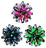 Set of 3 Expandable Sphere Balls Toy~Neon Colored Blue, Pink & Green~Hand Catch Flower Balls~Great Gift for Kids!