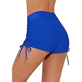 Bonneuitbebe Women's Swim Shorts High Waist Swimsuit Bottoms Adjustable Side Tie Bathing Suit Boyshorts Bikini Board Shorts