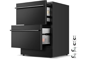 Tylza Under Counter Drawer Fridge 24 Inch, Built-in/Freestanding Beverage Refrigerator for Home and Commercial Use, Stainless Steel Material, Fast Cooling, Low Noise, Black